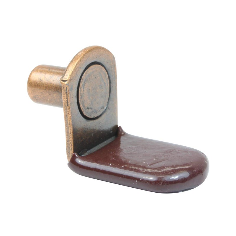 ROK 25 Pack Rok Hardware 1/4" (6.35mm) L-Shaped Glass Support Furniture Cabinet Closet Shelf Bracket Pegs with Vinyl Tip Antique Copper Finish, ROKSPGV14B - Image 1